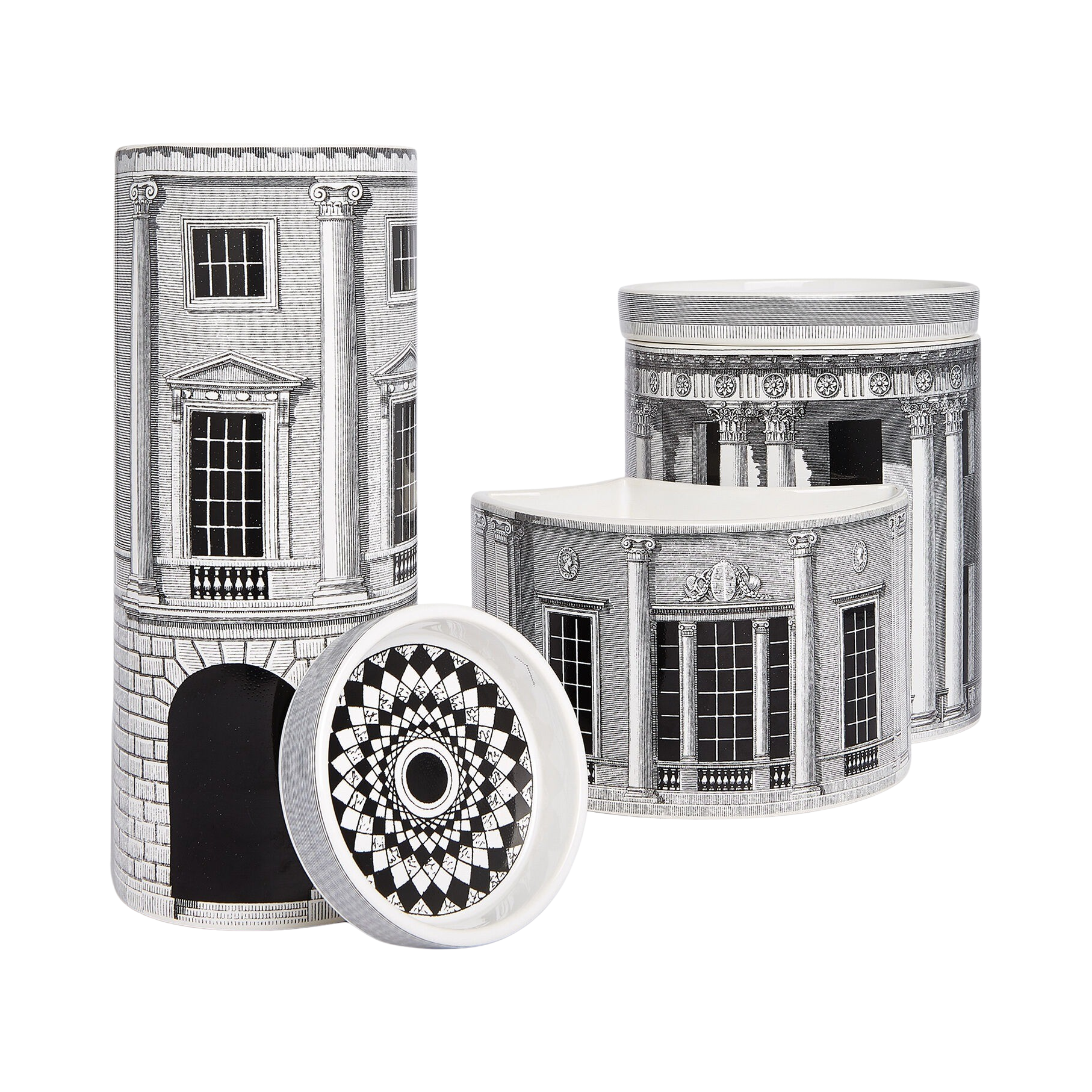 92531 FORNASETTI ARCHITETTURA SET OF THREE SCENTED CANDLES