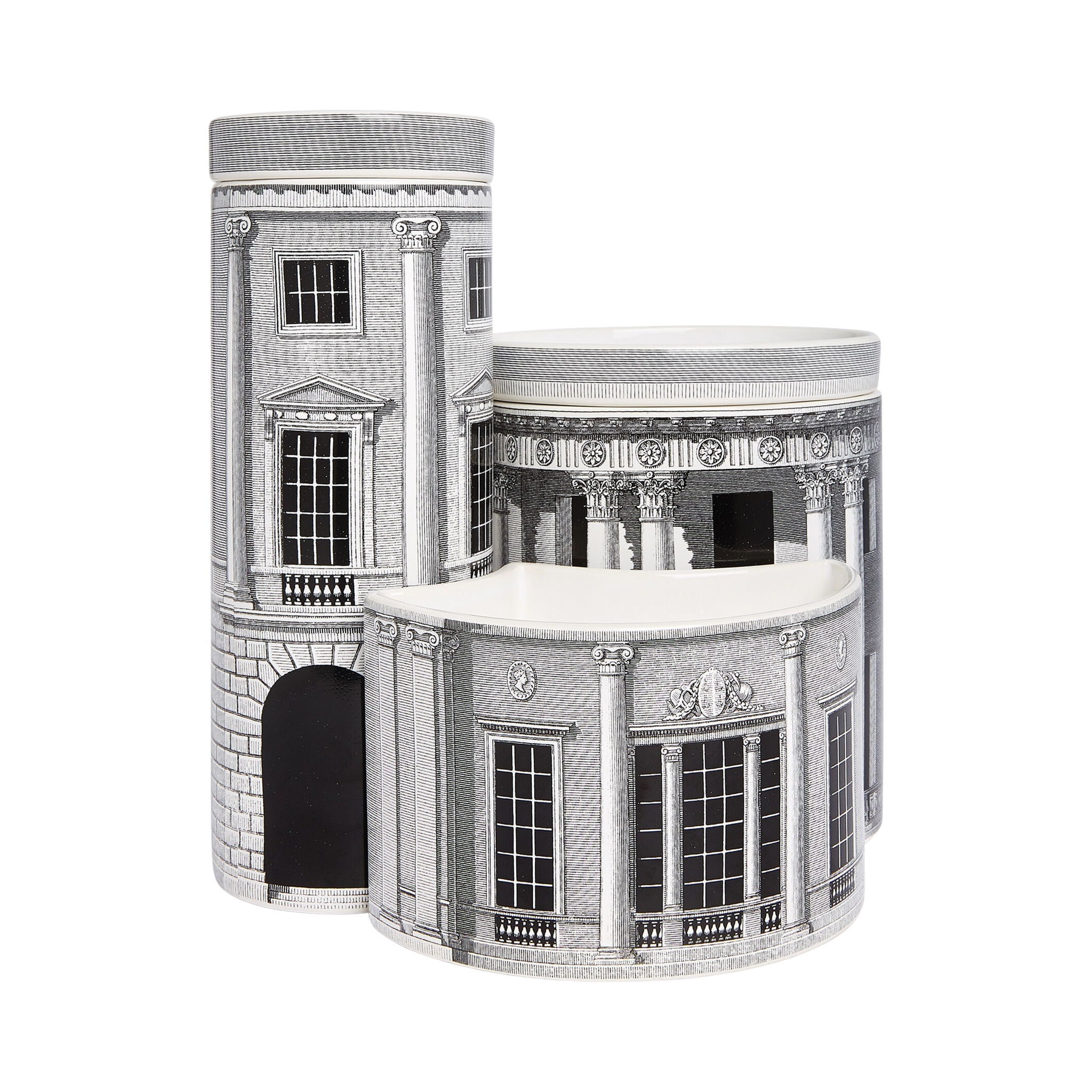 92531 FORNASETTI ARCHITETTURA SET OF THREE SCENTED CANDLES